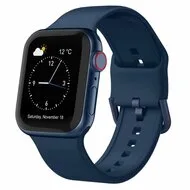 Soft siliconen bandje met gespsluiting - Donkerblauw - Geschikt voor Apple Watch 38mm / 40mm / 41mm / 42mm by Watchbandjes-shop – product photo