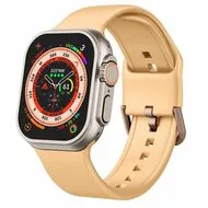 Soft siliconen bandje met gespsluiting - Donkergeel - Geschikt voor Apple Watch 38mm / 40mm / 41mm / 42mm by Watchbandjes-shop – product photo