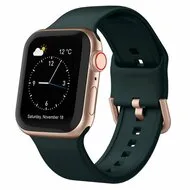 Soft siliconen bandje met gespsluiting - Donkergroen - Geschikt voor Apple Watch 44mm / 45mm / 46mm / 49mm by Watchbandjes-shop – product photo