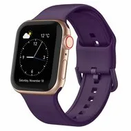 Soft siliconen bandje met gespsluiting - Donkerpaars - Geschikt voor Apple Watch 44mm / 45mm / 46mm / 49mm by Watchbandjes-shop – product photo