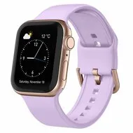 Soft siliconen bandje met gespsluiting - Lavendel - Geschikt voor Apple Watch 44mm / 45mm / 46mm / 49mm van Watchbandjes-shop – productfoto