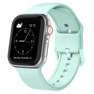 Soft siliconen bandje met gespsluiting - Mint groen - Geschikt voor Apple Watch 44mm / 45mm / 46mm / 49mm van Watchbandjes-shop – productfoto