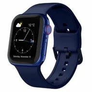 Soft siliconen bandje met gespsluiting - Nachtblauw - Geschikt voor Apple Watch 38mm / 40mm / 41mm / 42mm by Watchbandjes-shop – product photo