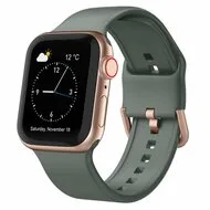Soft siliconen bandje met gespsluiting - Olijfgroen - Geschikt voor Apple Watch 38mm / 40mm / 41mm / 42mm by Watchbandjes-shop – product photo