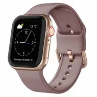 Soft siliconen bandje met gespsluiting - Paarsbruin - Geschikt voor Apple Watch 38mm / 40mm / 41mm / 42mm by Watchbandjes-shop – product photo