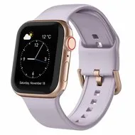 Soft siliconen bandje met gespsluiting - Pastel paars - Geschikt voor Apple Watch 44mm / 45mm / 46mm / 49mm van Watchbandjes-shop – productfoto