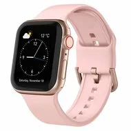 Soft siliconen bandje met gespsluiting - Roze - Geschikt voor Apple Watch 44mm / 45mm / 46mm / 49mm by Watchbandjes-shop – product photo