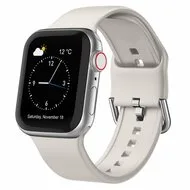 Soft siliconen bandje met gespsluiting - Sterrenlicht / starlight - Geschikt voor Apple Watch 38mm / 40mm / 41mm / 42mm by Watchbandjes-shop – product photo