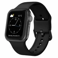 Soft siliconen bandje met gespsluiting - Zwart - Geschikt voor Apple Watch 44mm / 45mm / 46mm / 49mm by Watchbandjes-shop – product photo