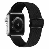 Solo Loop Nylon bandje - Zwart - Geschikt voor Apple Watch 38mm / 40mm / 41mm / 42mm von Watchbandjes-shop – Produktfoto