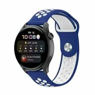 Sport Edition siliconen band - Blauw + wit - Huawei Watch 5 - 46mm van Watchbandjes-shop – productfoto