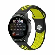 Sport Edition siliconen band - Zwart + geel - Huawei Watch 5 - 46mm van Watchbandjes-shop – productfoto