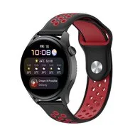 Sport Edition Siliconen band - Zwart + rood - Samsung Galaxy Watch 3 - 45mm van Watchbandjes-shop – productfoto