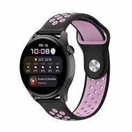 Sport Edition siliconen band - Zwart + roze - Huawei Watch GT 5 (Pro) / GT 4 / GT 3 / GT 2 - 46mm van Watchbandjes-shop – productfoto