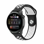 Sport Edition siliconen band - Zwart + wit - Huawei Watch 4 (pro) / 3 (pro) / Ultimate / Ultimate 2 van Watchbandjes-shop – productfoto