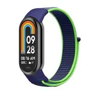 Sport loop nylon bandje - Donkerblauw met groen - Xiaomi Smart Band 8 / 9 / 10 by Watchbandjes-shop – product photo