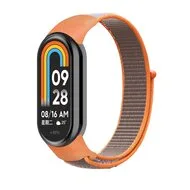 Sport loop nylon bandje - Oranje met grijs - Xiaomi Smart Band 8 / 9 / 10 van Watchbandjes-shop – productfoto