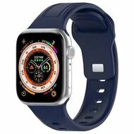 Square siliconen band - Navy - Geschikt voor Apple Watch 38mm / 40mm / 41mm / 42mm van Watchbandjes-shop – productfoto