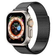 Stainless Steel Loop band - Zwart - Extra strong - Geschikt voor Apple Watch 44mm / 45mm / 46mm / 49mm fra Watchbandjes-shop – produktbillede