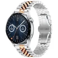 Stalen band - Zilver / rosé goud - Huawei Watch GT 5 (Pro) / GT 4 / GT 3 / GT 2 - 46mm van Watchbandjes-shop – productfoto