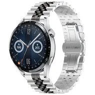 Stalen band - Zilver / zwart - Huawei Watch GT 5 (Pro) / GT 4 / GT 3 / GT 2 - 46mm van Watchbandjes-shop – productfoto