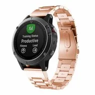 Stalen schakelband - Rosé goud - Garmin Fenix 8 / 8 Pro - 51mm van Watchbandjes-shop – productfoto