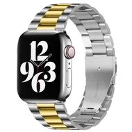 Stalen schakelband - Zilver met goud - Geschikt voor Apple watch 44mm / 45mm / 46mm / 49mm van Watchbandjes-shop – productfoto