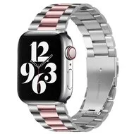 Stalen schakelband - Zilver met rosé pink - Geschikt voor Apple watch 44mm / 45mm / 46mm / 49mm by Watchbandjes-shop – product photo