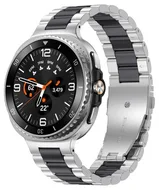 Stalen schakelband - Zilver met zwart - Samsung Galaxy Watch 8 Classic - 46mm van Watchbandjes-shop – productfoto