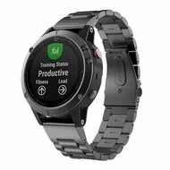 Stalen schakelband - Zwart - Garmin Instinct 3 - 50mm by Watchbandjes-shop – product photo