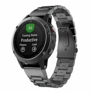 Stalen schakelband - Zwart - Garmin Quatix 8 - 47mm by Watchbandjes-shop – product photo