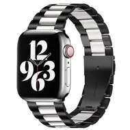 Stalen schakelband - Zwart met zilver - Geschikt voor Apple watch 38mm / 40mm / 41mm / 42mm by Watchbandjes-shop – product photo