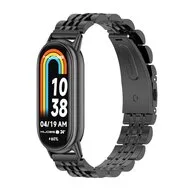 Stalen schakelbandje - Zwart - Xiaomi Smart Band 8 / 9 / 10 van Watchbandjes-shop – productfoto