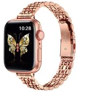 Stalen slim fit band - Rosé goud - Geschikt voor Apple watch 44mm / 45mm / 46mm / 49mm by Watchbandjes-shop – product photo
