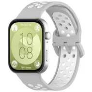 Tweekleurige siliconen band - Grijs met wit - Huawei Watch Fit 5 / 4 / 3 by Watchbandjes-shop – product photo