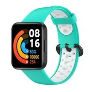 Tweekleurige sportband - Mintgroen met wit - Xiaomi Redmi Watch 2 (Lite) van Watchbandjes-shop – productfoto