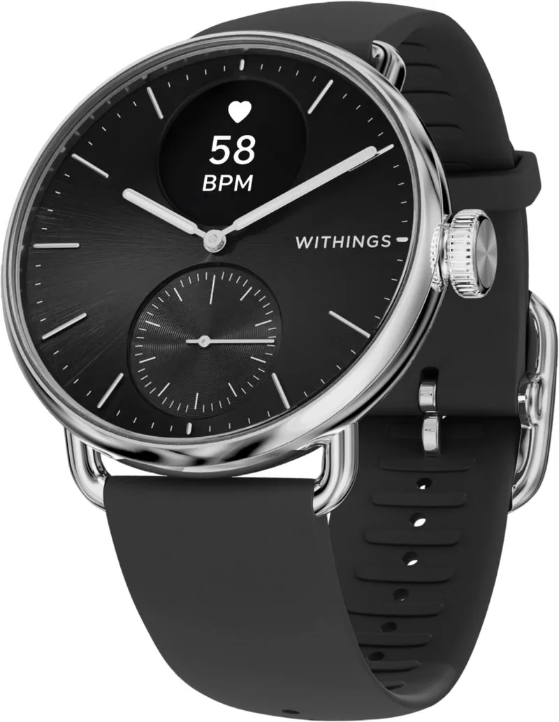ScanWatch 2 - 38 mm Hybride Smartwatch - ECG, AFib Detectie, SpO₂ Meter, Hartslagmeter, Slaaptracker, Menstruatiecyclus Tracking, 24/7 Temperatuurmeting, 35 Dagen Batterij, Saffierglas, 5 ATM Waterdicht by Withings in Black – product photo