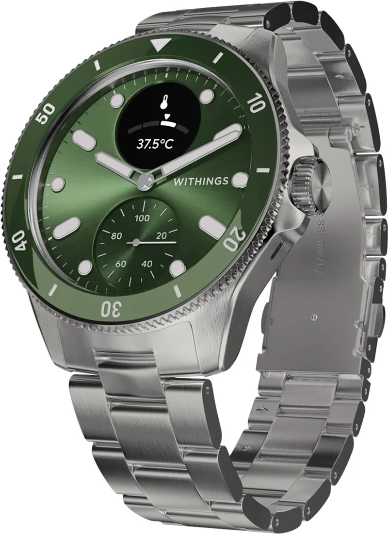 ScanWatch Nova - 42mm Hybride Smartwatch - ECG, AFib Detectie, SpO₂ Meter, Hartslagmeter, Slaaptracker, 24/7 Temperatuurmeting, 35 Dagen Batteri, Saffierglas, 10 ATM Waterdicht by Withings in Green – product photo