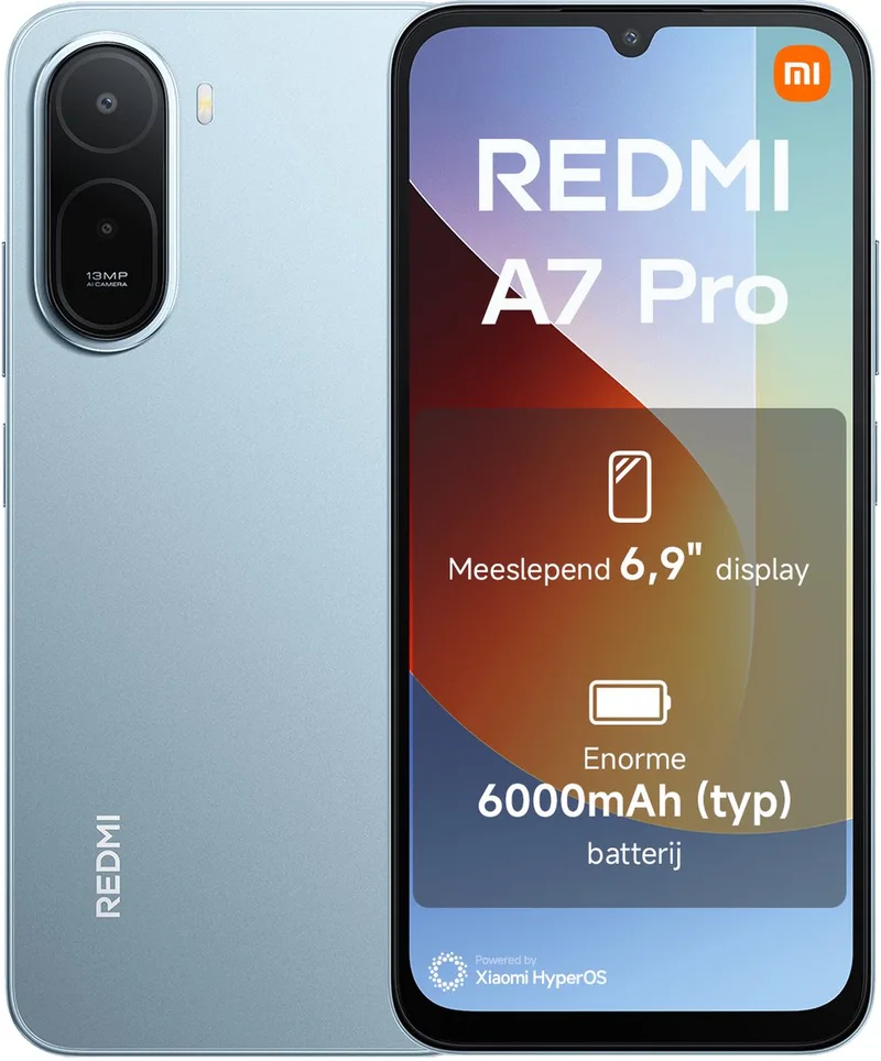 A7 Pro Mist Blue 4G RAM 128G ROM van Xiaomi in Blauw – productfoto