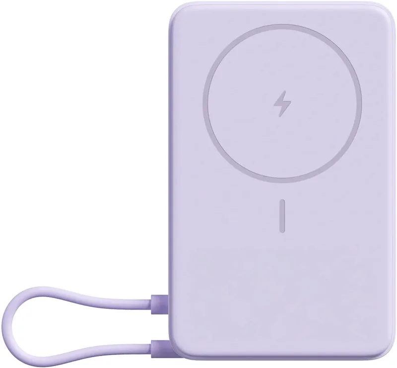 Magnetic Power Bank 10000 with Built-in Stand - 10000 mAh - Magnetisch - Geïntegreerde USB-C-kabel - Paars von Xiaomi in Lila – Produktfoto