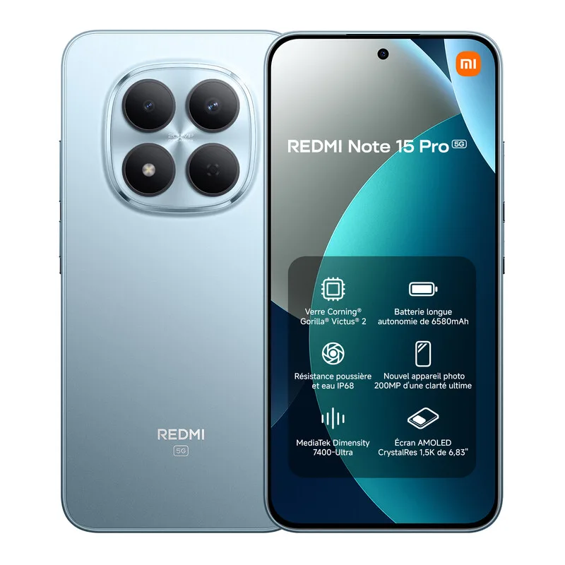 Note 15 Pro 5G Bleu Glacier 12 Go RAM 512 Go ROM eSIM, Double SIM, NFC de Xiaomi – photo produit