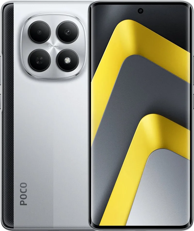 POCO M8 - 5G Smartphone - 12GB RAM + 512GB - 6.77" 120Hz Flow AMOLED - Snapdragon 6 Gen 3 - 50MP AI Camera by Xiaomi in Silver – product photo