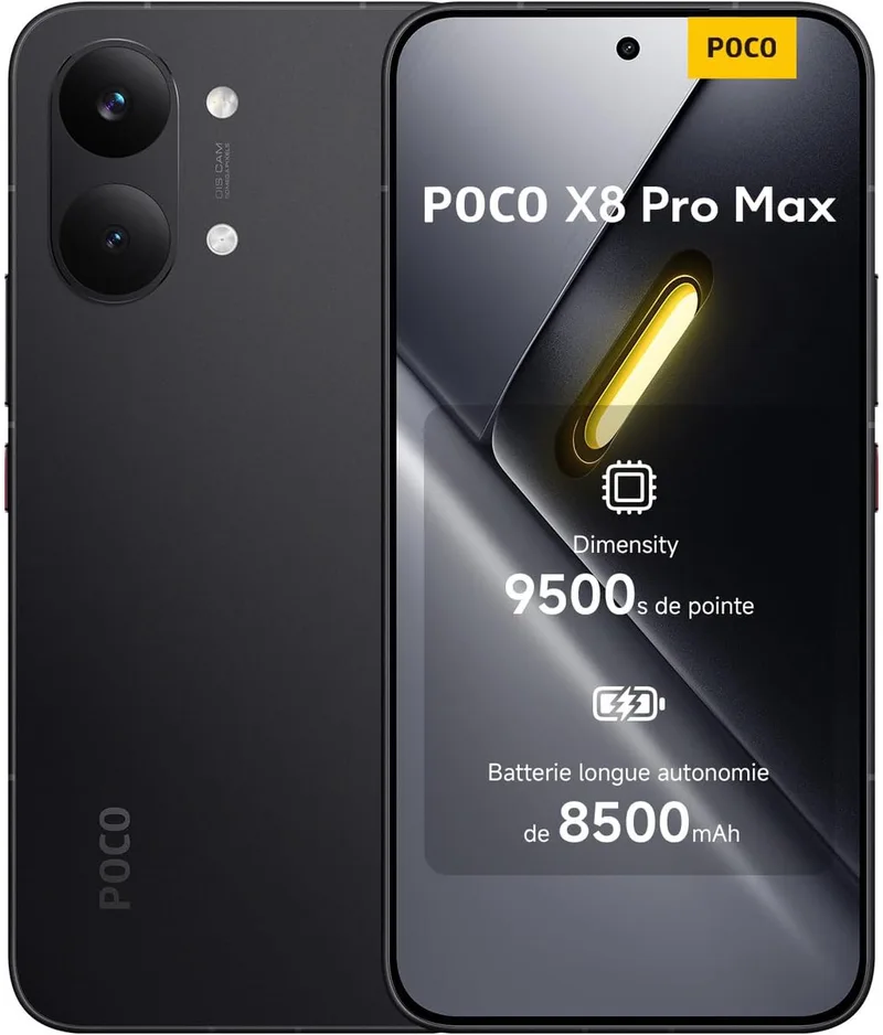 POCO X8 Pro Max - 12 GB RAM - 256 GB - Flagship Dimensity 9500s - 8500mAh batterij met 100W HyperCharge - 6,83" 1,5K 120Hz ultra-helder AMOLED display by Xiaomi in Black – product photo