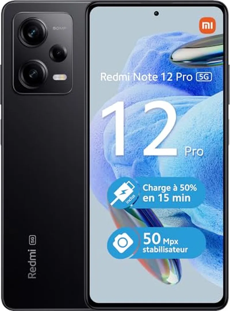 Redmi Note 12 Pro 5G - 6GB/128GB von Xiaomi in Midnight Black – Produktfoto