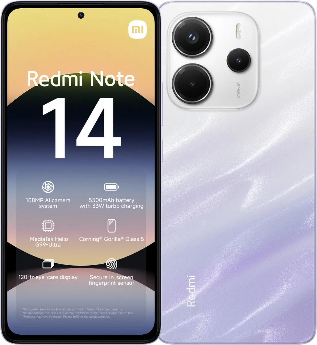 Redmi Note 14 - 6GB/128GB - Mist van Xiaomi in Paars – productfoto