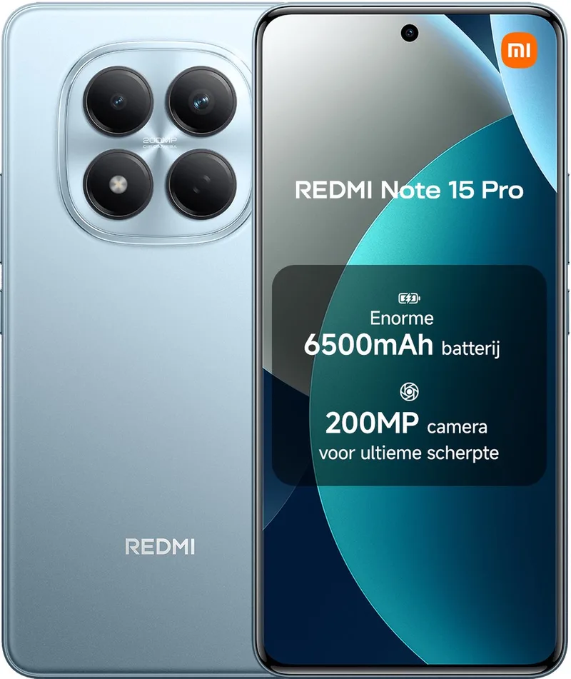 REDMI Note 15 Pro - 8 GB RAM - 256 GB - Enorme 6500mAh batterij - Nieuwe 200MP camera met ultieme scherpte - Corning® Gorilla® Glass Victus® 2 by Xiaomi in Blue – product photo