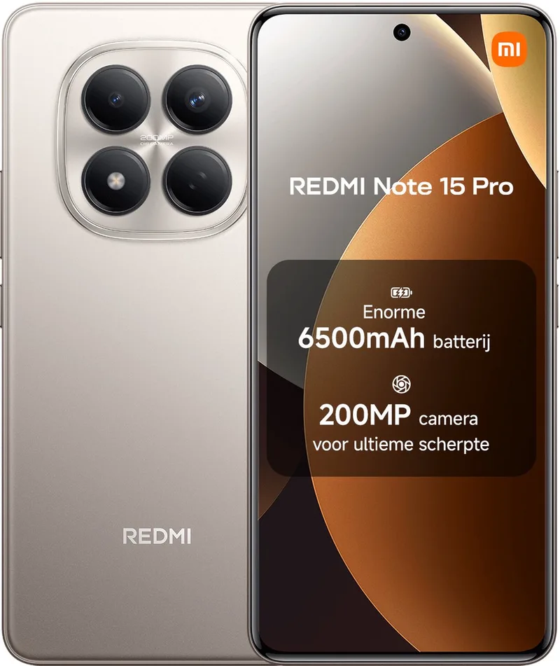 REDMI Note 15 Pro - 8 GB RAM - 256 GB - Enorme 6500mAh batterij - Nieuwe 200MP camera met ultieme scherpte - Corning® Gorilla® Glass Victus® 2 by Xiaomi in Titanium – product photo