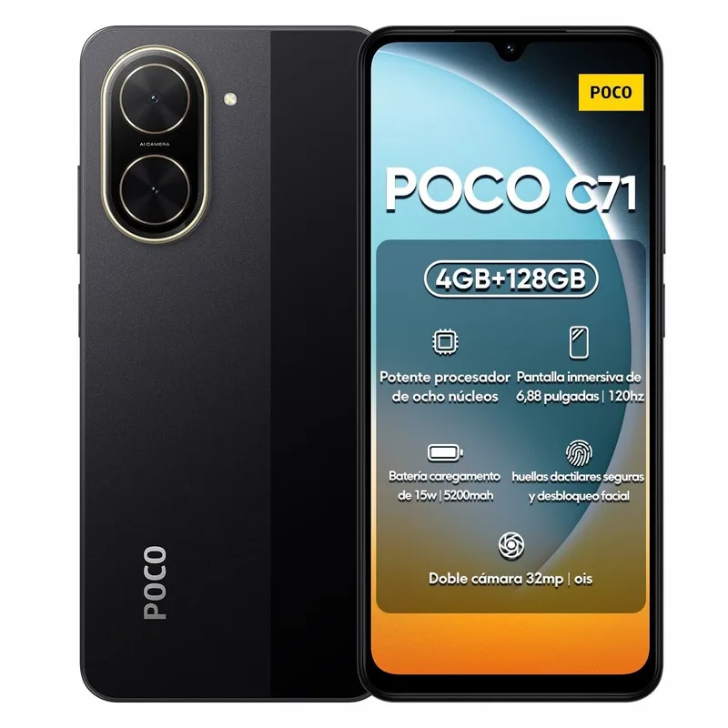 Smartphone Xiaomi POCO C71 - 25028PC03G 6,88" Octa Core - 4 GB RAM 128 GB -Zwart von Xiaomi in Negro – Produktfoto