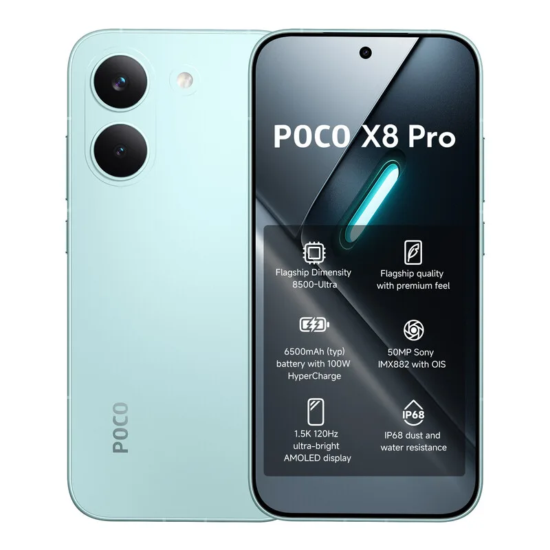 X8 Pro Grün 8 GB RAM 256 GB ROM, Premium Dimensity 8500-Ultra Prozessor, Ultra-Helles AMOLED-Display, 50 MP Sony IMX882 mit OIS Dual-SIM, NFC de Xiaomi – photo produit
