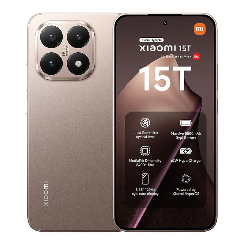 Xiaomi 15T, Smartphone 12+256 GB, 6,83" 120 Hz Augenschutz-Display, MediaTek Dimensity 8400-Ultra, 50 MP Leica Summilux-Objektiv, 5500 mAh, Roségold, 2 Jahre Garantie. eSIM, Dual-SIM, NFC von Xiaomi – Produktfoto
